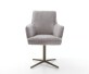 Chaise-pivotante Heira-Flex avec accoudoirs côtelé gris argenté pied de chaise 4 branches aspect titane pivotement sur 360° ressorts ensachés 1